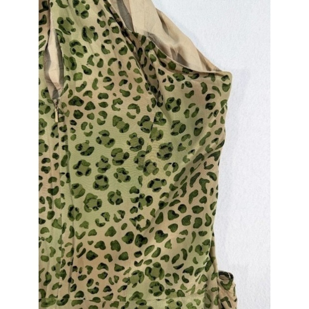 Vintage Spenser Jeremy Silk Leopard Halter Maxi Dress Womens 6 Green - Picture 12 of 16